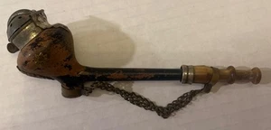 Tapa y cadena de metal con bisagras de madera vintage Swiss Mt. Pipa de tabaco flor de vaca - Imagen 1 de 9