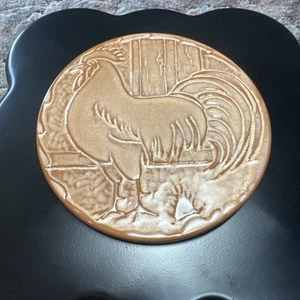 VTG Frankoma Ceramic Rooster Trivet Mid Century Pottery Frankoma 94TR 6.25” Daim - Picture 1 of 12