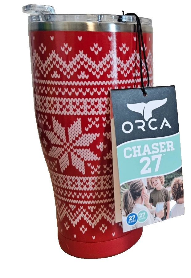 ORCA ~ Cazador ~ Vaso de Acero Inoxidable 27oz ~ Suéter Rojo ~ Nuevo Foto 1 de 3