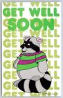 Animal~Comic Raccoon~Get Well Soon~Psalm 46:1~1983 Warner Press Postcard