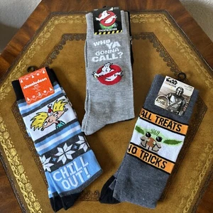 Disney Mandalorian Baby Yoda Socks All Treats No Tricks- Ghostbusters Hey Arnold - Picture 1 of 5