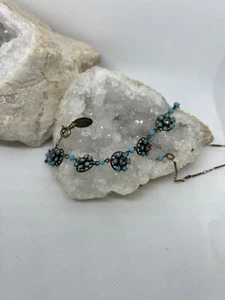 LizPalacios 18" Bronzefarbene Halskette Türkis & Kristall Blumen Topas Mitte - Bild 1 von 10