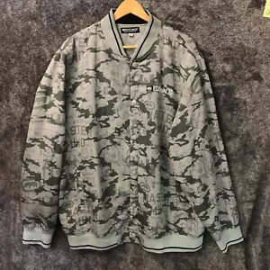Ecko Unltd. Bomber Jacket Mens 3XL Vintage Snow Camo Varsity Harrington - Picture 1 of 10