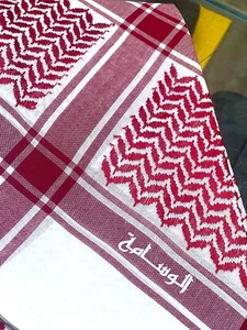 SHEMAGH Scarf Jordanian Palestinian Gulf High Quality Red Keffiyeh 100% Cotton - Picture 1 of 3