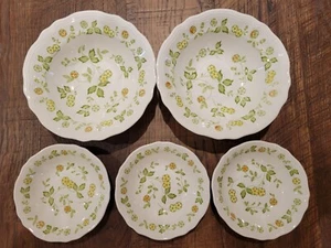 Vintage Lot of 5 PETITE FLORA Ironstone Bowls (2 Vegetable & 3 Cereal) by Sears - Picture 1 of 11