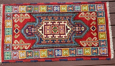New Handmade in India Tribal & Geometric Colorful Scatter Rug/Accent Rug, 2x4 - Image 1 of 4