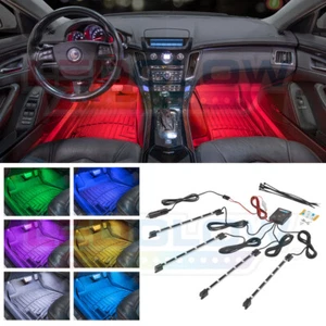 4pc LEDGLOW 7 COLOR LED INTERIOR KIT FOOTWELL NEON LIGHTS KIT w MUSIC MODES - Picture 1 of 6