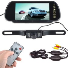 7" LCD Mirror Monitor+Wireless Car Reverse Rear View Backup Camera Night Vision