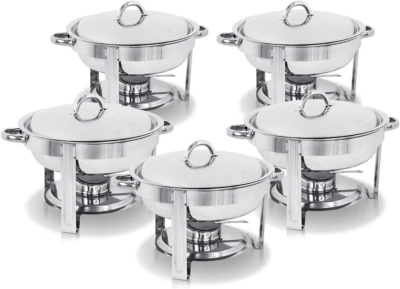 Chafing Dish for Buffet Set Catering Food Warmer 5QT 5-Pack Round Chafing Dishes - Image 1 of 4