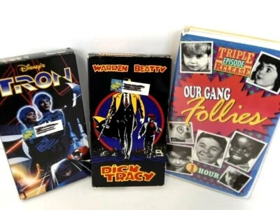 VHS Tapes Movies Dick Tracy Tron Our Gang Follies Box And Clam Cover Set Of 3 - Image 1 of 4