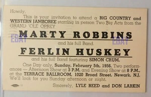 Original Country and Western Jamboree Handbill / postcard 1956 Marty Robbins etc - Picture 1 of 2