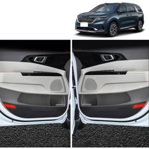 Borde protector antipatadas para puerta de cuero de fibra de carbono para Kia Carnival 2022-2023 - Imagen 1 de 6