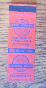 PROVIDENCE, RHODE ISLAND STREICHHOLZSCHACHTELHÜLLE: ABC FERNSEHDIENST STREICHHOLZHÜLLE -B - Bild 1 von 2