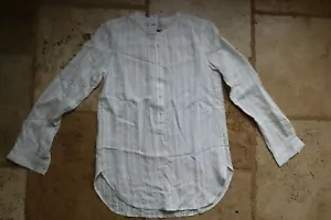 Weiß mit strukturierten & schwarzen Nadelstreifen ANN TAYLOR LOFT Henley Style LS Bluse XS - Bild 1 von 5