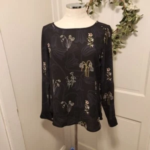 Camicia donna Ann Taylor Loft nera floreale ‎ Small - Foto 1 di 5
