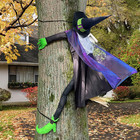 64" Large Crashing Witch Decorations Funny Witch Crashing into Tree Halloween