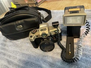 Vintage Canon Band S8200 35mm SLR Camera w/ Flash & Leather Camera bag (works)G5 - Picture 1 of 6