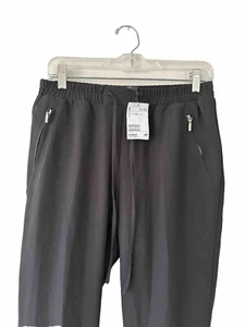 H&M Women Elastic Waist Pants Drawstring Zippered Pockets Black NWT - Picture 1 of 14
