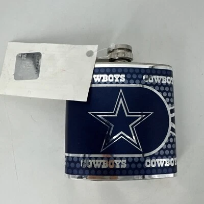 Dallas Cowboys Star Logo NFL Blue Silver Cocktail 6 Oz NFL Flask (NEW) READ - Image 1 of 4