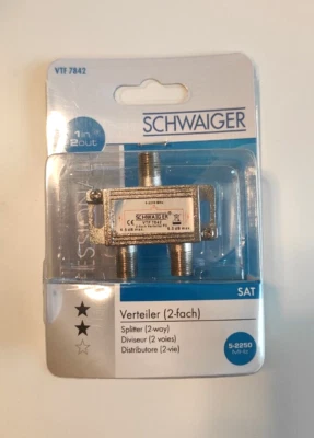Schwaiger VTF7842 SAT-Verteiler 2-fach 6dB 5- 2250 MHz Antenne Satellit TOP - Bild 1 von 2