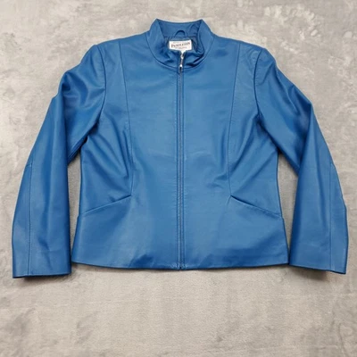 Pendleton Jacket Womens Small Petite Blue Leather Full Zip Front Lined Classic - Image 1 of 4