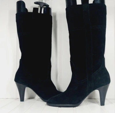 Nine & Co Boots Women's Size 7.5 Black Suede Mid-Calf 3.5 High Heel Classic Chic — 第 1/4 张图片