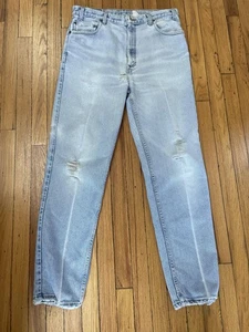 Vintage Levis 614 Jeans Mens 36x32 Light Wash Distressed Flex Made USA 90s Denim - Picture 1 of 15