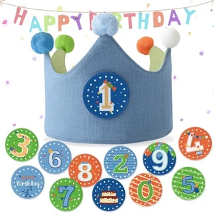 Birthday Crown Boy – Reversible & Reusable Birthday Hats for Kids with 12 Saf... - Picture 1 of 8