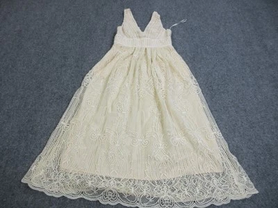 Champagne & Strawberry Dress Womens Medium Lace Sleeveless V Neck Formal Midi - Image 1 of 4