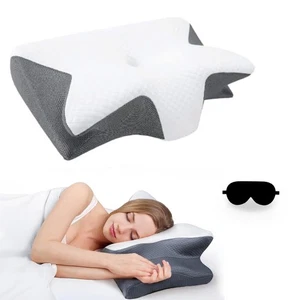 Butterfly Comfortable Sleep Memory Foam Gel Contour Neck Pillow Pain Relief - Picture 1 of 35