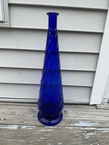 Large 19” Empoli Genie Bottle No Stopper Cobalt Blue Twist No Cracks /Chips  - Picture 1 of 8