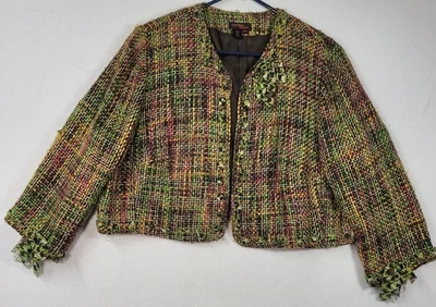 Blazer Cynthia Howie Tweed Multicolor Boucle Chaqueta Abierta Blazer Talla 16W Foto 1 de 4