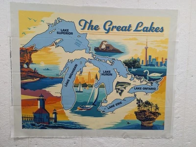 Panel acolchado mapa de los Grandes Lagos Riley Blake Destinos Foto 1 de 2