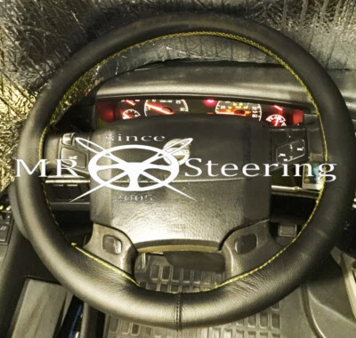 Para Volvo Vnl 780 Camión Cuero Negro Cubierta Volante Amarillo Doble Pegatina - Imagen 1 de 4