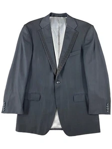 Versace Collection Black Jacket Patterned Lapel 1 Button Closure Wool Blend 40R - Picture 1 of 16