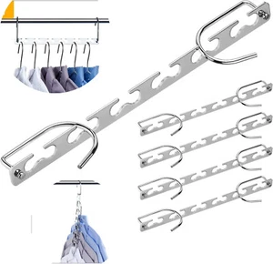 5Pc Metal Space Saving Hanger Magic Space Saver Clothes Hanger Wardrobe Vertical - Picture 1 of 14