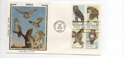 United States FDC first day cover Colorano cachet 1763a Owls block of 4 - Image 1 of 2
