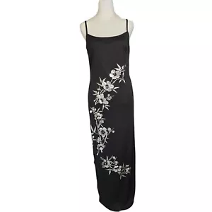 VTG Maxi Dress Spaghettis Straps Square Side Slit Floral Prom Soft Grunge 90 Y2K - Picture 1 of 7