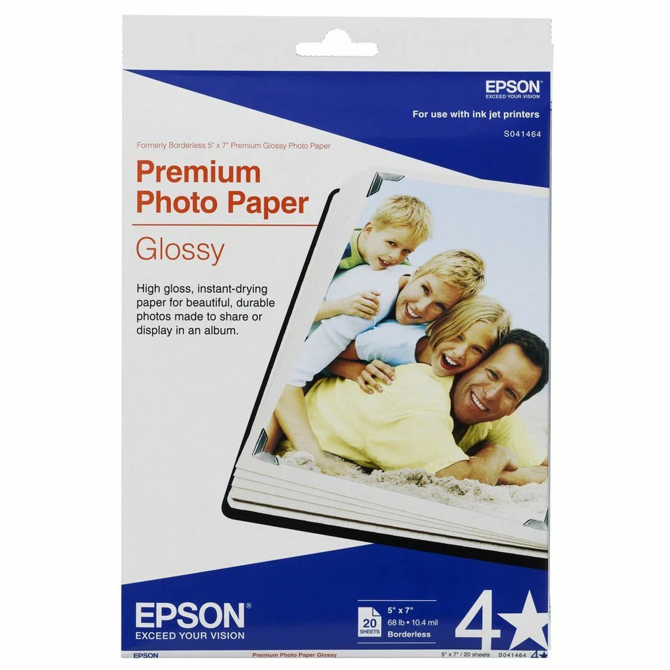 Epson Premium 5x7 Glossy Borderless Photo Paper - 20 Sheets - Image 1 of 1
