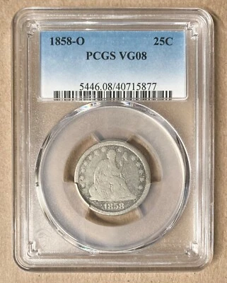 1858-O PCGS VG08 Liberty Seated Quarter 25c - New Orleans Mint - Image 1 of 2