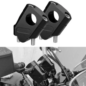 Black Pair 7/8" 22mm Motorcycle Bike Handlebar Riser Heightening Clamp Mount Kit - Picture 1 of 11