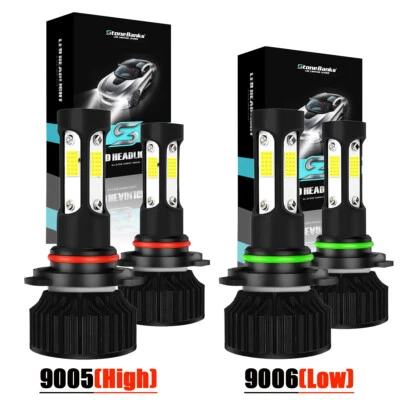 4x 9005 9006 LED Combo Headlight Bulbs 4SIDE High Low Beam Kit Xenon Super White - Imagem 1 de 4