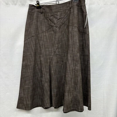 Falda Larry Levine elástica para mujer talla 12 marrón línea A NUEVA Foto 1 de 4