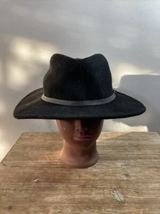 COUNTRY GENTLEMAN Wilton Wool FELT BLACK FEDORA HAT Size Large  - Picture 1 of 4