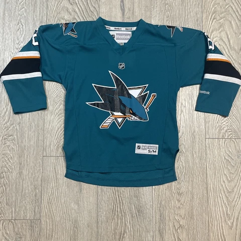 Reebok NHL Joe Pavelski 8 San Jose Sharks Home Hockey Jersey Youth S/M  Teal Cover