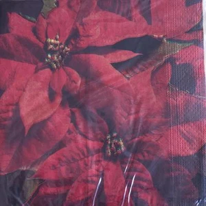 XMAS PAPER NAPKINS / SERVIETTES PACK OF 20 CHRISTMAS RED FLOWER DESIGN 3PLY - Picture 1 of 2