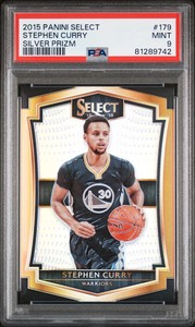 2015-16 Panini Select #179 Premier Level Silver Prizm Stephen Curry PSA 9 Mint