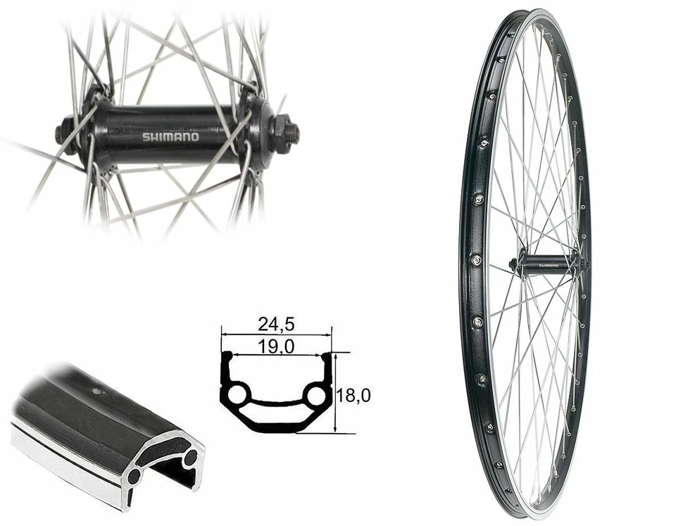 Vorderrad 28" Cut19 Shimano TX500 Nabe Laufrad 19-622 Hohlkammer schwarz geöst - Bild 1 von 1
