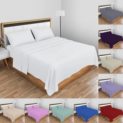 PRIME LINEN Luxury Flat Sheet Poly Cotton Fade Resistance Sheet Double King Size Bed Sheet