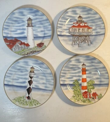 Juego/4 platos aperitivos de postre ensalada faros náuticos Royal Norfolk Portland Foto 1 de 4